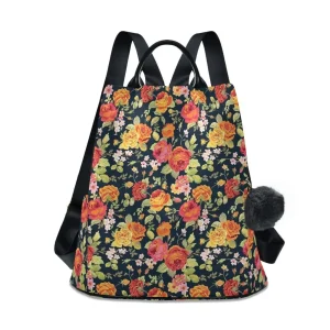 New Women Anti-theft Backpack Fashion Flower printing School Bag Polyester Cloth Shoulder Bag Travel Shopping Backpack Mochila - AliExpress Women's Handbags