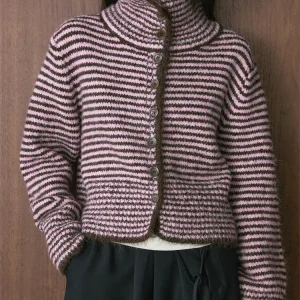 HanOrange 2025 Winter Vintage Striped Turtleneck Short Knitted Wool Sweater Women Warm Top Yellow/Pink - AliExpress Sweaters&Jumpers