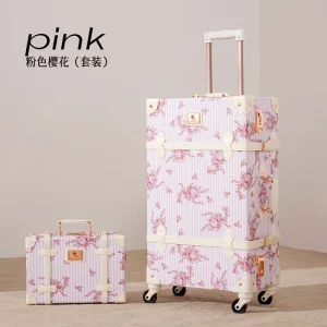 Popular Retro handmade set rolling luggage with cosmetic case girl cute travel trolley suitcase women fashion makeup luggage - AliExpress Luggage