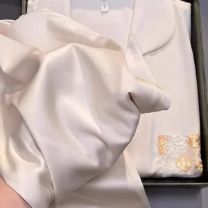 New Embroidered  Silk Light Luxury Pajamas Pants, Home Clothes Set, Premium Sensation, Thin Style - AliExpress Women's Sleep & Lounge