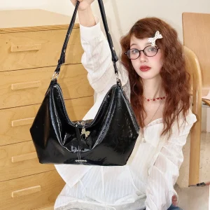Large Capacity Black Leather Hobo Bag Women's Tote Crossbody Bag Lazy Sloppy Spring Summer 2026 Fashion Trend Road Little Boat - AliExpress Women's Handbags