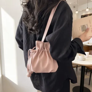 Light Luxury Drawstring Bucket Lychee New Pleated Bag Women's Lucky Bag 2026 Niche Foreign Style Shoulder Messenger Bag Sports - AliExpress Women's Handbags