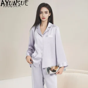 AYUNSUE 19Mm 100% Mulberry Silk Sleepwear Women Spring Summer Clothes Pajama Set Long Sleeve Top Long Pants Women's Home Clothes - AliExpress Women's Sleep & Lounge