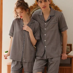 New Silk Pajama Thin Short Sleeve Set with Multi Color Premium Couple Home Clothes - AliExpress Women's Sleep & Lounge