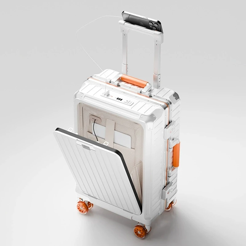 Front Opening Suitcase Travel Women Rolling Luggage with Aluminum Frame TSA Lock Charging Port 20/24inch Trolley Case Hard Shell - AliExpress Luggage