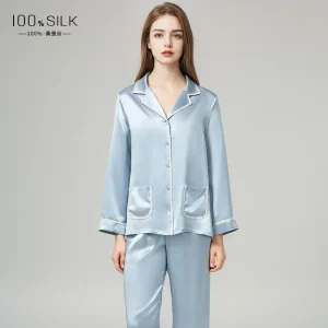 Women's 19 Momme 100% Mulberry Silk Pajamas Set Long Sleeve Two-piece Pajama Soft Sleepwear Spring Casual Loungewear Nightwear - AliExpress Women's Sleep & Lounge