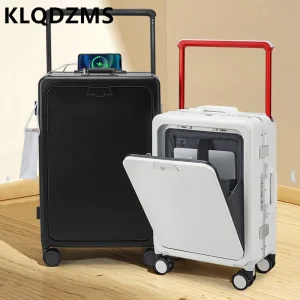 KLQDZMS High Quality Luggage Bag Front Opening Laptop Boarding Case 20"24 Inch Trolley Case Women's USB Charging Cabin Suitcase - AliExpress Luggage