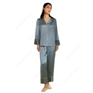2-piece Sets Silk Pajamas for Women 100% Mulberry Silk Pyjamas Long Sleeve Pijamas Couple Sleepwear Female Sleep Lounge Set - AliExpress Women's Sleep & Lounge
