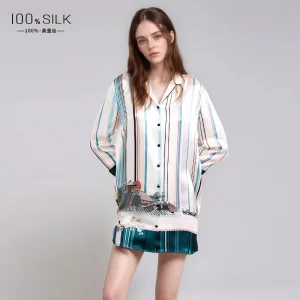 19MM 100% Natural Silk Women's Sexy Pajamas Shirt Nightgown Printed Sleeping Dress Button Down Nightshirt Lapel Sleepshirt Dress - AliExpress Women's Sleep & Lounge