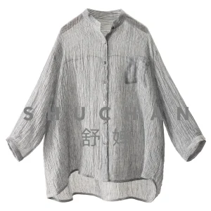Casual Penny-level Sense, Ark Haute Couture Striped Crepe Loose Linen Seven-quarter Sleeve Shirt Women 15M9 - AliExpress Shirts & Blouses