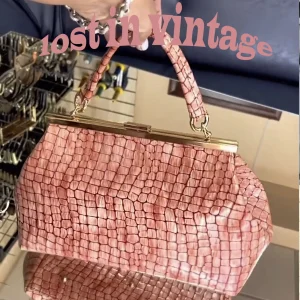 Lost in Vintage Metal Frame Under Gold Pink Crocodile Leather Artficial Leather Bags Evening Clutch 37x20x15cm Hasp Clutch Borsa - AliExpress Women's Handbags