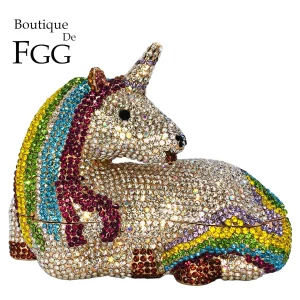 Boutique De FGG Rainbow Unicorn Shape Women Crystal Evening Purses and Handbags Luxury Designer Formal Rhinestone Clutch Bag - AliExpress Women's Handbags
