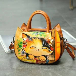 Hand-Painted Hand-Tanned Top-Layer Cowhide Leather Small  Bag Fashionable Retro Design Handbag Women's Crossbody Bag - AliExpress Women's Handbags