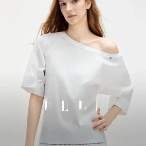 Elle Casual Hollow out Splice One Shoulder Women's Shirt Summer New Style High End Unique Leisure Cotton Blend Business Shirt - AliExpress Shirts & Blouses