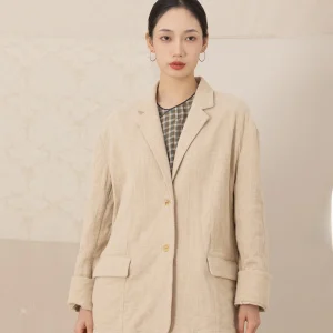Casual Linen Cotton Oversized Collar Jaet Ele Sle Women's Outerwear Spring Season Straight Body Fit Long Sve Coat - AliExpress Sweaters&Jumpers