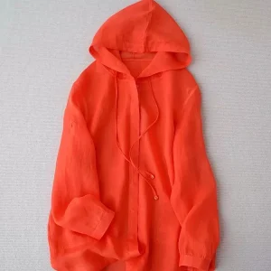 120cm Bust Spring Summer Women All-match Basics Loose Hooded Comfortable Water Washed Thin Light Ramie Shirts/Blouse - AliExpress Shirts & Blouses