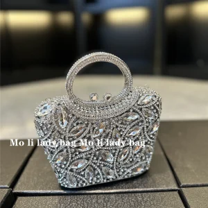 Elegant Diamond Embedded Gold Evening Handbag Women's Crossbody Party Dinner Bag Luxury Cluster Handbag British Style Bucket ... - AliExpress Women's Handbags