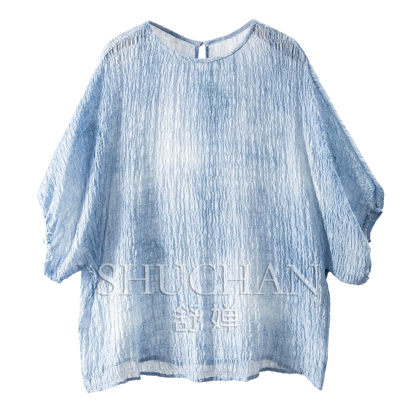 Loose Blouse Summer Smudge Natural Silk Bubble Crepe Bat Sleeve Shirt Women 53M5 Blusas Femininas - AliExpress Shirts & Blouses