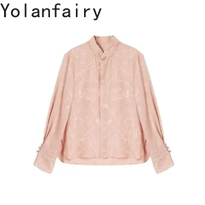 YOLANFAIRY Light Luxury 100% Mulberry Silk Shirts Woman Spring Elegant 2025 Long Sleeve Shirts Top Pink Shirt Womens Clothes - AliExpress Shirts & Blouses
