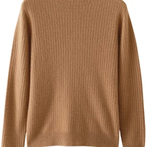Women's Mock Neck Knitted Pullover 100% Cashmere Sweater Jacquard Warm Soft Autumn Winter Long Sleeves Comfort Clothing Tops - AliExpress Sweaters&Jumpers