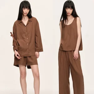 Deep Brown Home Clothes Sleepwear | ASONGS | Casual Home Set Nutshell Soft Long Sleeve Shirt And Pants Suitable for Outdoor - AliExpress Women's Sleep & Lounge