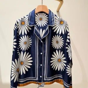 Spring 2026 Floral Print Long Sleeve Shirt Women's Loose Fit Fashion Commute Daisy Print Drop Shoulder Top French Style Casua... - AliExpress Shirts & Blouses