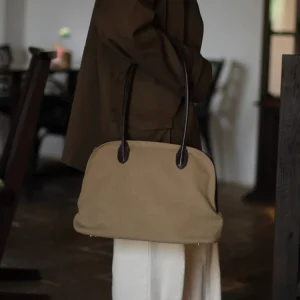 Fashion Simple Blocked Canvas+Genuine Leather Shell Bag Women Tote BagHandbag Big Underarm Shoulder Bag - AliExpress Women's Handbags