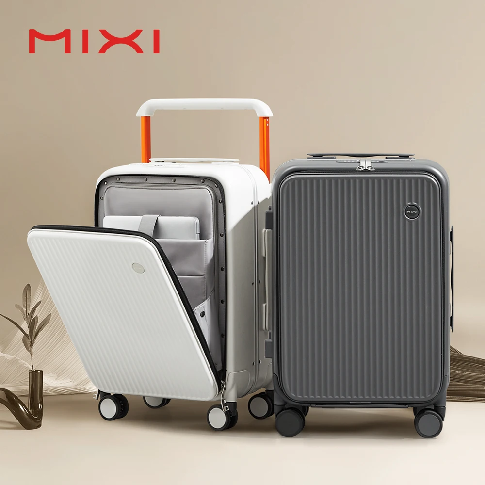 Mixi Front Laptop Pocket Suitcase Wide Handle Travel Suitcase Men 20''Carry-On Luggage Women PC Aluminum Frame Trolley Case 24'' - AliExpress Luggage