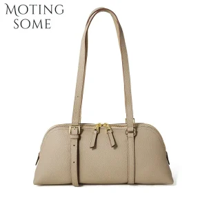MOTINGSOME Natural Genuine Leather Women's Bags 2026 New in Fashionable Bowling Tote Summer Shoulder Zipper Handbag Underarm Bag - AliExpress Women's Handbags