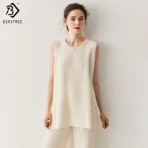 Birdtree,65% Sheep Wool 35% Cashmere Knitted Vest,Woman Solid O-neck Sleeveless Soft Sweater,Autumn Winter Waistcoat T5O611JF - AliExpress Sweaters&Jumpers