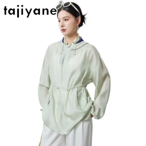 TAJIYANE 100% Real Mulberry Silk Coats Women Hooded Sun Protection Blouse Casual Loose Summer Shirts Woman Clothes 2026 рубашка - AliExpress Shirts & Blouses