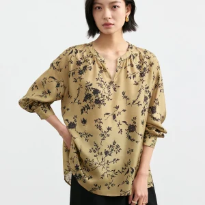 Lightweight Silk V-Neck Digital Print Long Sleeve Shirt Elegant Style Printed Fabric Skin-Friendly Breathable Women's Shirt - AliExpress Shirts & Blouses