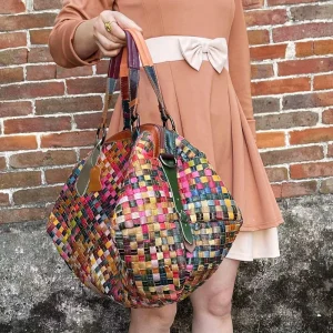Splicing Contrast Color Women Handbag Head Layer Cowhide Shoulder Crossbody Bag Girl Travel Messenger Phone Colored Knit Storage - AliExpress Women's Handbags