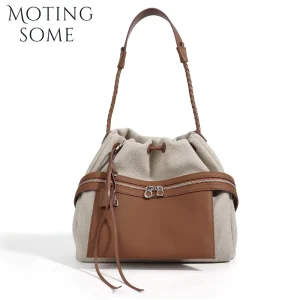 MOTINGSOME 2026 New Cotton and Linen Pleated Handbag Woman Shoulder Bucket Bag Luxury Designer Commuter Underarm Bag Tote - AliExpress Women's Handbags