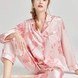 Heavyweight 100% Mulberry Silk Women's Pajamas Spring Sleepwear Long Sleeves Pajama Set Buttons Lapel Top With Elastic Pants PJS - AliExpress Women's Sleep & Lounge