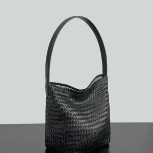 Fashion Vintage Hand Weave Genuine Leather Women Tote Bucket BagHandbag Real Leather Lady Underarm Shoulder  Holiday Bag Big - AliExpress Women's Handbags