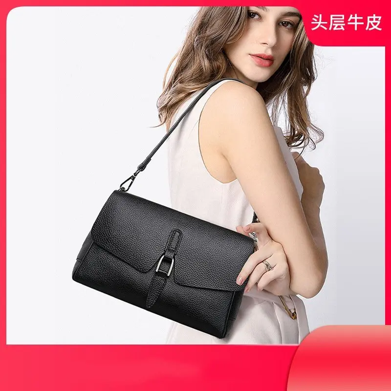 Atmospheric Classic Shoulder Bag Genuine Leather Bag Large Capacity Soft Cowhide Underarm Single Shoulder Crossbody Bag, - AliExpress Women's Handbags