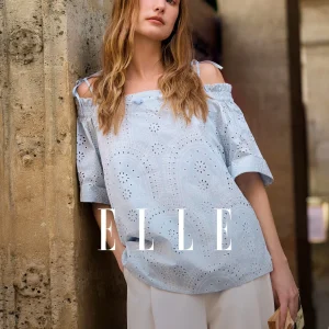 Elle Retro Style Short Sleeve One Shoulder Shirt Women's Fashionable  Top Cotton Material Printed Design Casual Wear - AliExpress Shirts & Blouses