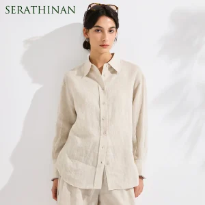 KX7613600 Chic Women's 100% Linen Shirt Luxury Designer Pure Linen Blouse Cotton Lined Loose Fit Summer Top Premium Apparel - AliExpress Shirts & Blouses