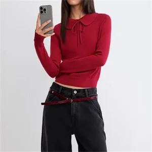 New winter Christmas women's Peter Pan collarwool sweater y2k high quality fashion casual holiday party casual straight pullover - AliExpress Sweaters&Jumpers