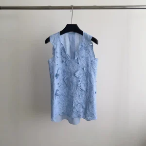 Women Summer Elegant V-Neck Hollow Out Floral Sleeveless Blouse - AliExpress Shirts & Blouses