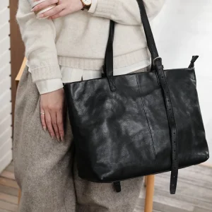 Simple handmade soft vegetable tanned cowhide women's tote bag shopping weekend shoulder bag fashion genuine leather handbag - AliExpress Women's Handbags