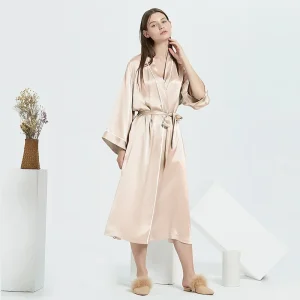 Women 100% Mulberry Silk Kimono Nightgown Heavy Silk Belted Long Robes V Neck Bathrobe Sexy Morning Gown Night Robe Homewear PJ - AliExpress Women's Sleep & Lounge