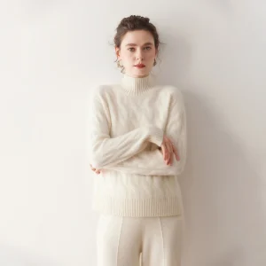 Autumn Winter Thick Warm Women 100% Cashmere Sweater Classy Half High Neck Twist Flower Woman Cashmere Pullover Sweater Knit Top - AliExpress Sweaters&Jumpers