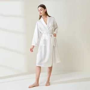 19MM Pure Mulberry Silk Long Sleeve Robe Pajama Jacquard Long Kimono Robes Autumn PJ Hotel Luxury Bathrobe with Pockets and Belt - AliExpress Women's Sleep & Lounge