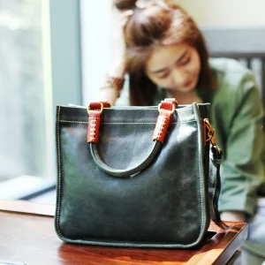 Leather Square Tote Bag Handmade Cowhide Single New Shoulder Oblique Span Women's Bag Literature And Art Retro Briefcase Handbag - AliExpress Women's Handbags