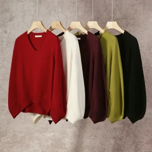 Birdtree 90% Sheep Wool 10% Cashmere Knit Sweater,Woman Italian Craftsmanship Full Sleeve V-neck Loose Autumn Sweater T58914JF - AliExpress Sweaters&Jumpers