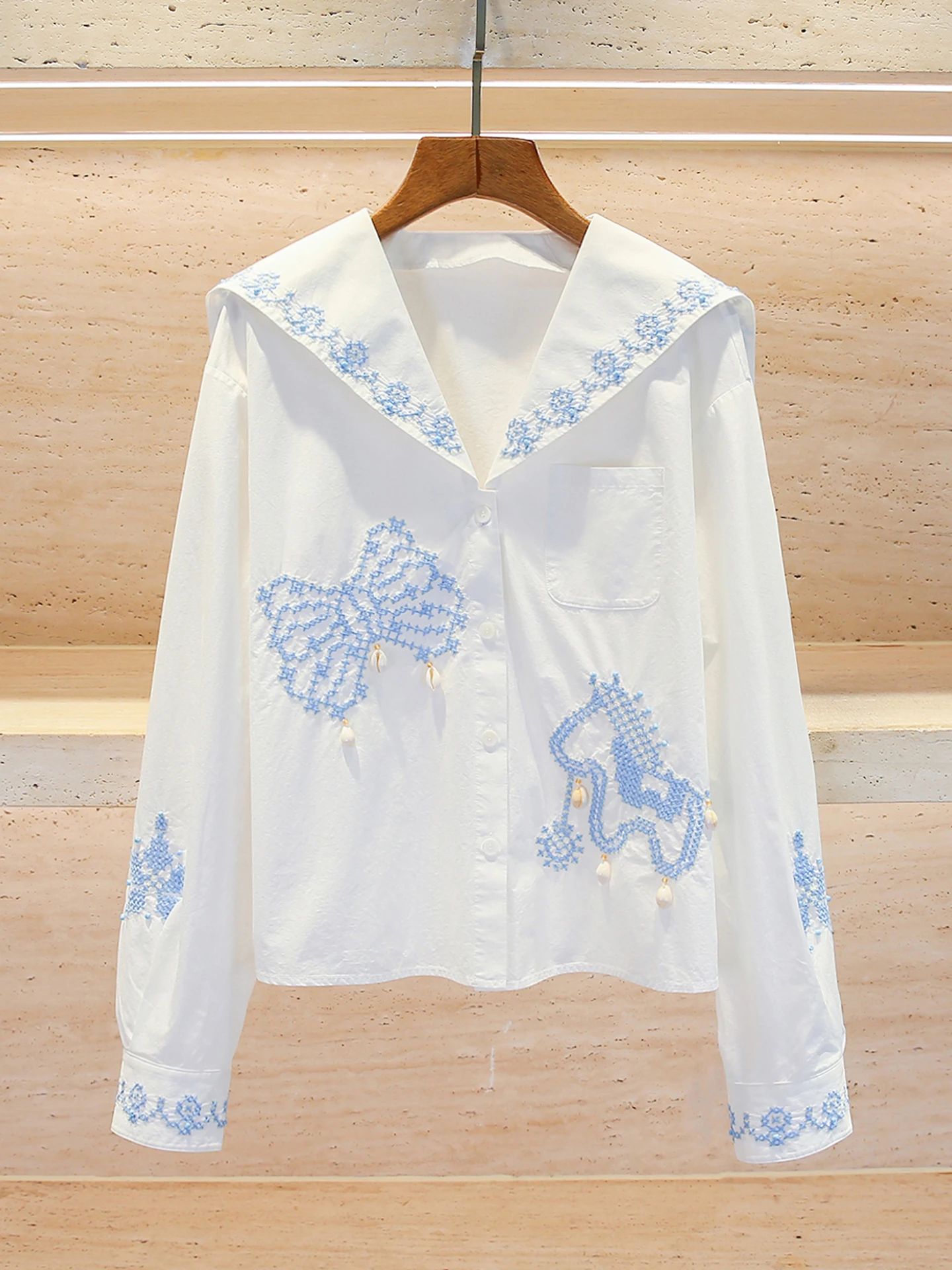 Naval Collar Embroidered Cartoon irt Women's Premium Faion Design Winter Long Sve ort Length Casual Busin irt - AliExpress Shirts & Blouses