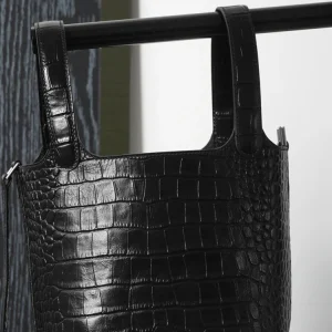 Black Simple Fashion Luxury Crocodile Pattern Bucket Bag Genuine Leather Women Tote BagHandbag Real Leather Lady Bag New - AliExpress Women's Handbags
