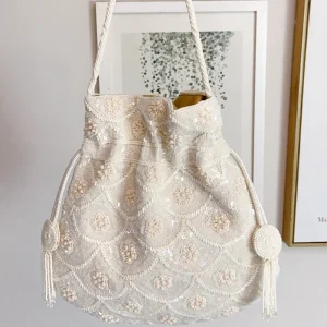 DOYUTIG-Handmade Bead Sequin Scallop Hand-Held Drawstring Pouch, Embroidered Tassel, Shoulder Bag, Beach Vacation Tote, N017 - AliExpress Women's Handbags